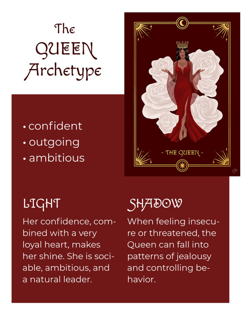 Typical characteristics of the Queen Archetype with artwork by Anna Heimkreiter